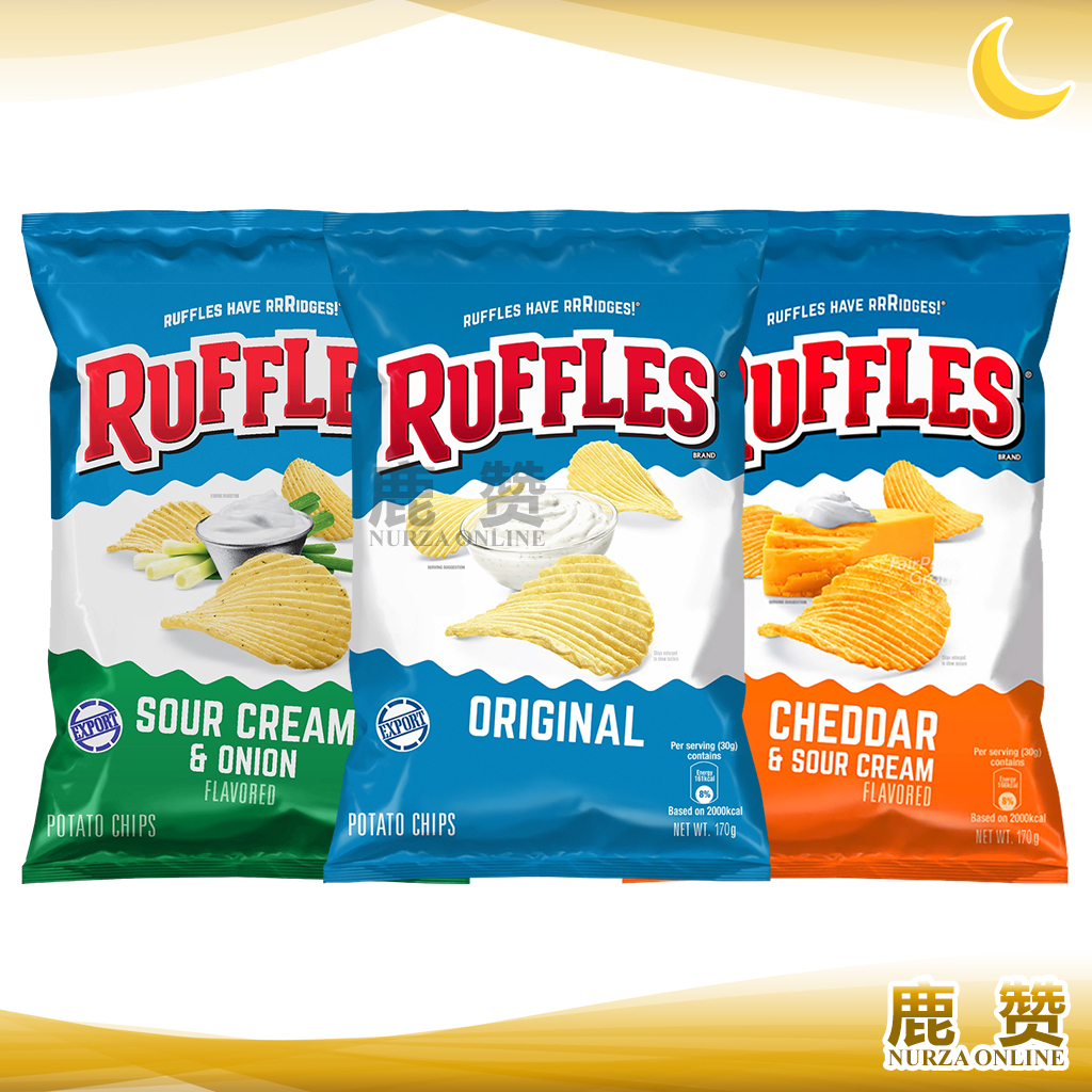 Big Ruffles Potato Chips 170g Original Sour Cream Cheddar Cheese
