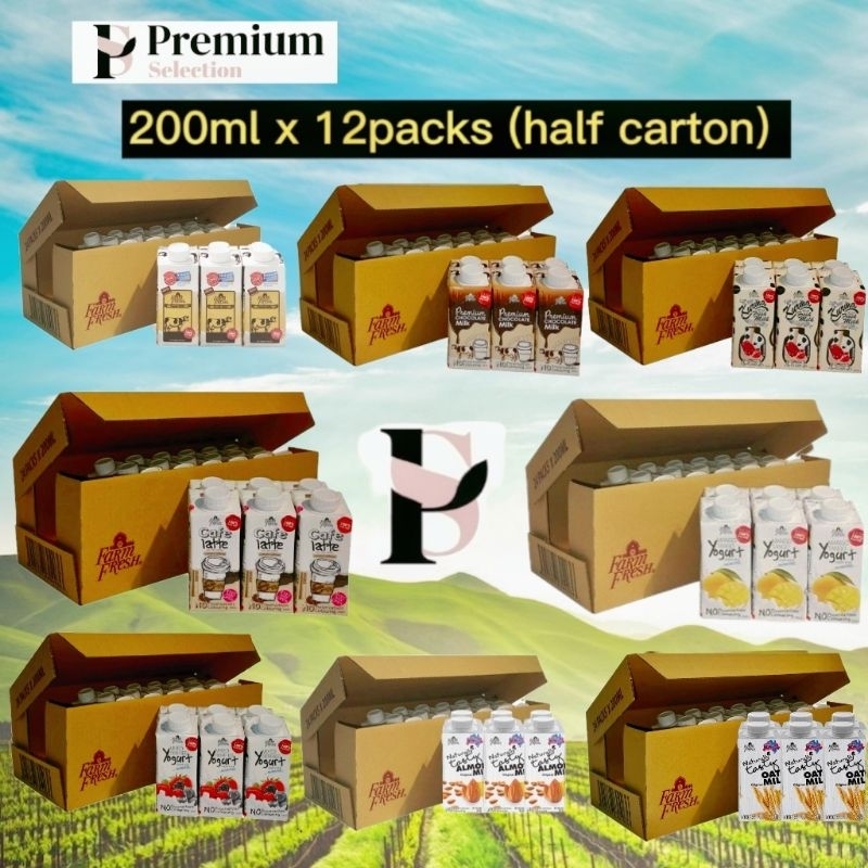 FARM FRESH UHT MILK SERIES SUSU SEGAR HALF CARTON -FRESH/CHOCOLATE/KURMA/LATTE/YOGURT DRINK/LATTE/OAT/ALMOND/SOY MILK