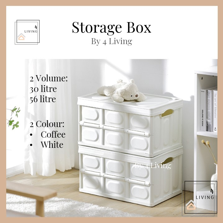 [4 Living] 30/56L Multipurpose Foldable Storage Box Organizer Car Storage Plastic Box Toys Bekas Simpanan Barang 折叠收纳箱