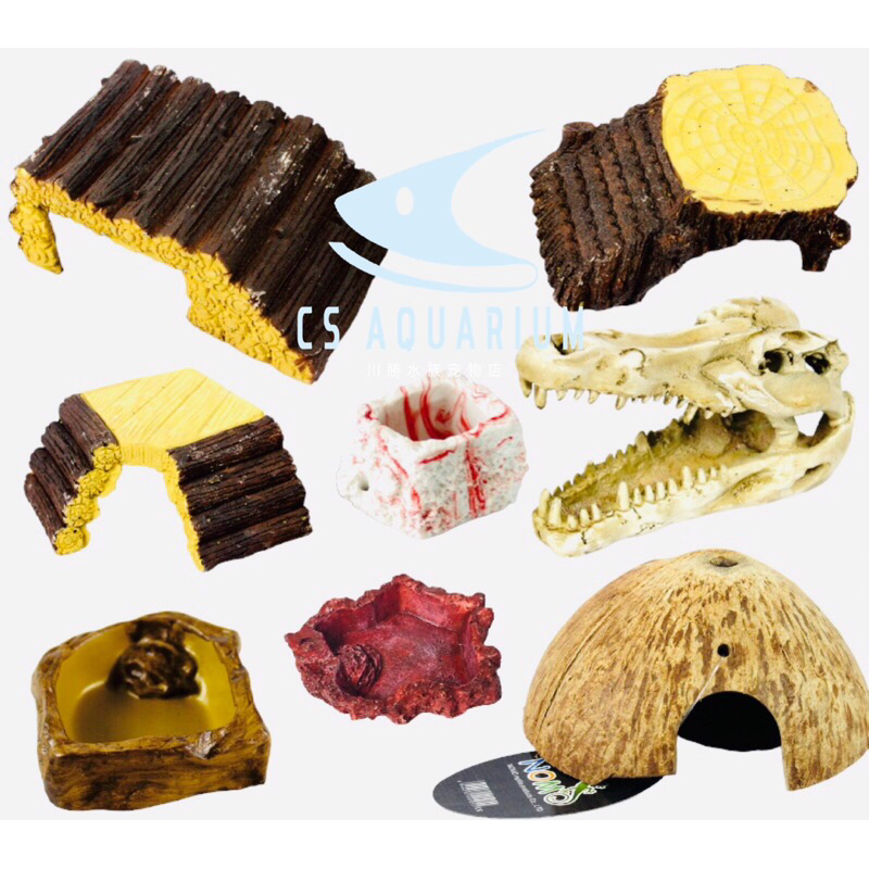 Nomoy Pet Reptile feeding Dish Tortoise Food Dish stair hide cave Tortoise water dish feeding bowl Wood design food dish