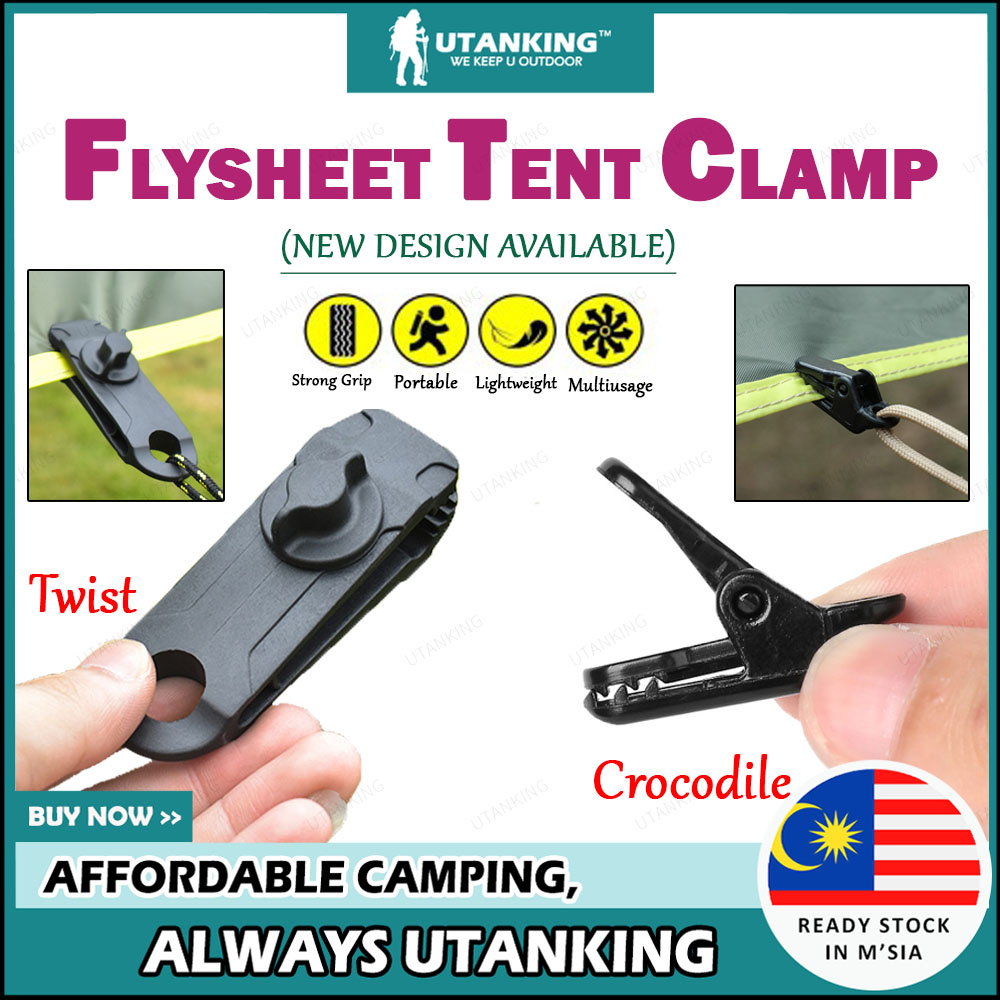 UtanKing™ Flysheet Clip Camping Tent Clip Fly Tarp Tarpaulin Buckle Awning Wind Rope Shark Klip