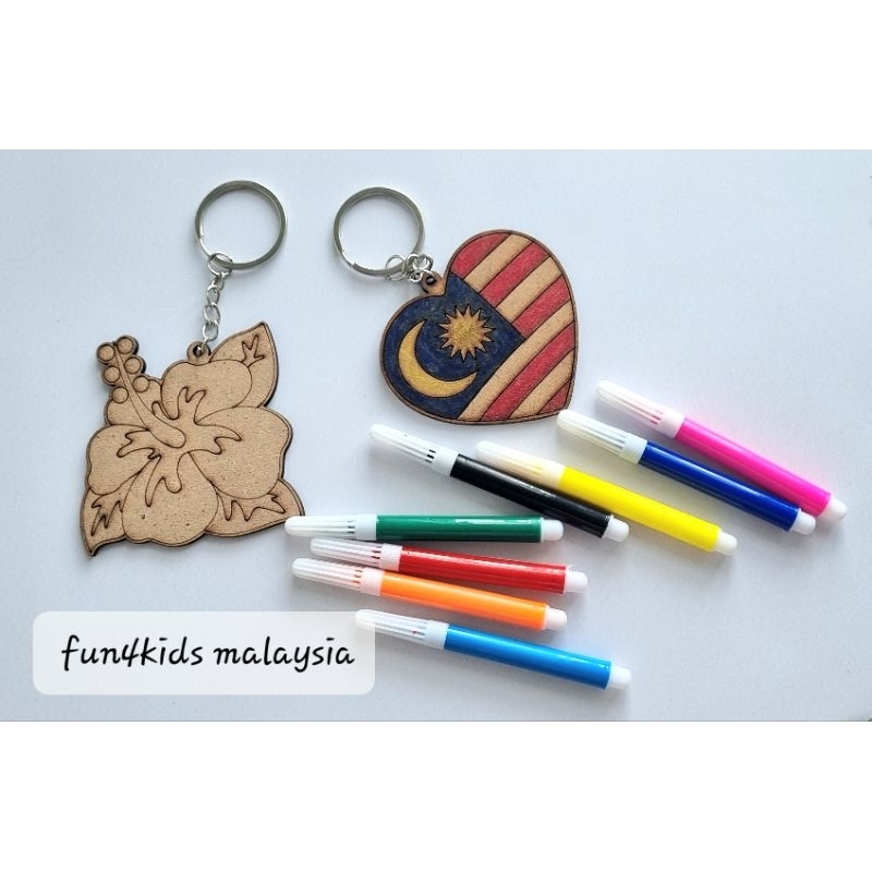 Preschool Merdeka 2-in-1 Malaysian Flag & Bunga Raya DIY Craft Keychain Kit