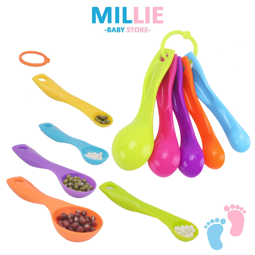 MILLIE 5pcs Set Baby Food Measuring Spoons Multifunctional Colorful Kitchen Utensil Plastic Measuring Spoons for Bakery