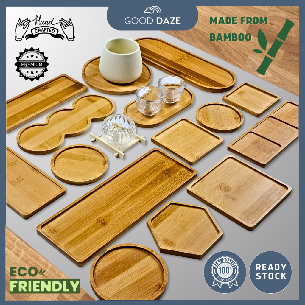 【GOOD DAZE】Bamboo Tray Coaster Cup Holder Coffee Cup Wood Coaster plant saucer 杯垫底小花盆底座 lapik cawan gelas dulang kayu