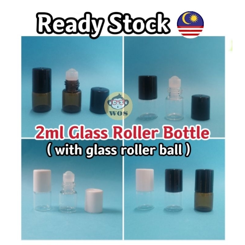 1ml / 2ml Glass Roller Empty Bottles Amber Glass Essential Oil Container Travel Portable Botol Kosong Minyak Pati