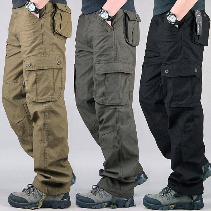Lelaki seluar kerja kargo 6 pocket slack pant?Guna tali pinggang?kain 100% cotton premium quality
