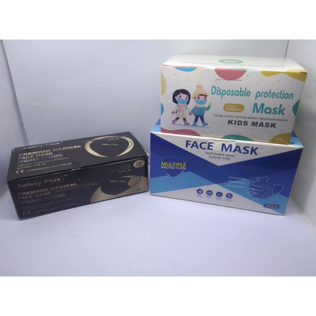 Disposable Protection Mask - Safety Plus Premium Medical Face Mask - Face Mask Disposable Mask Elastic Type 50pcs 3Ply