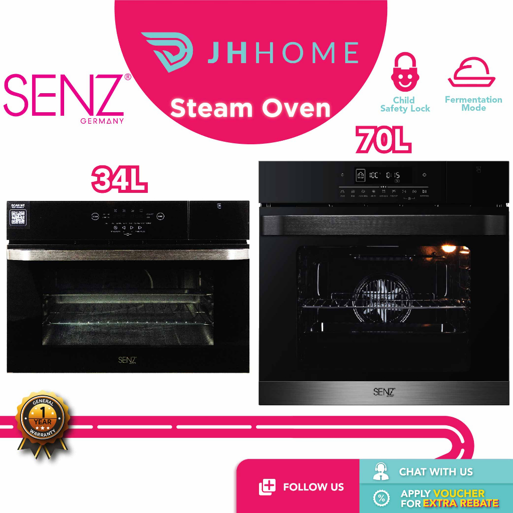 Senz 70L All in 1 FlexiSteam Pro intelClean Oven SZ-SOV70108 | 34L Fully Digital Steam Oven SZ-SOV3412