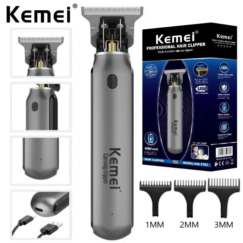 Kemei KM-1757 USB Charging Hair Clippers Cordless Professional Hair Clipper Rechargeable Electric Hair Trimmer Barber