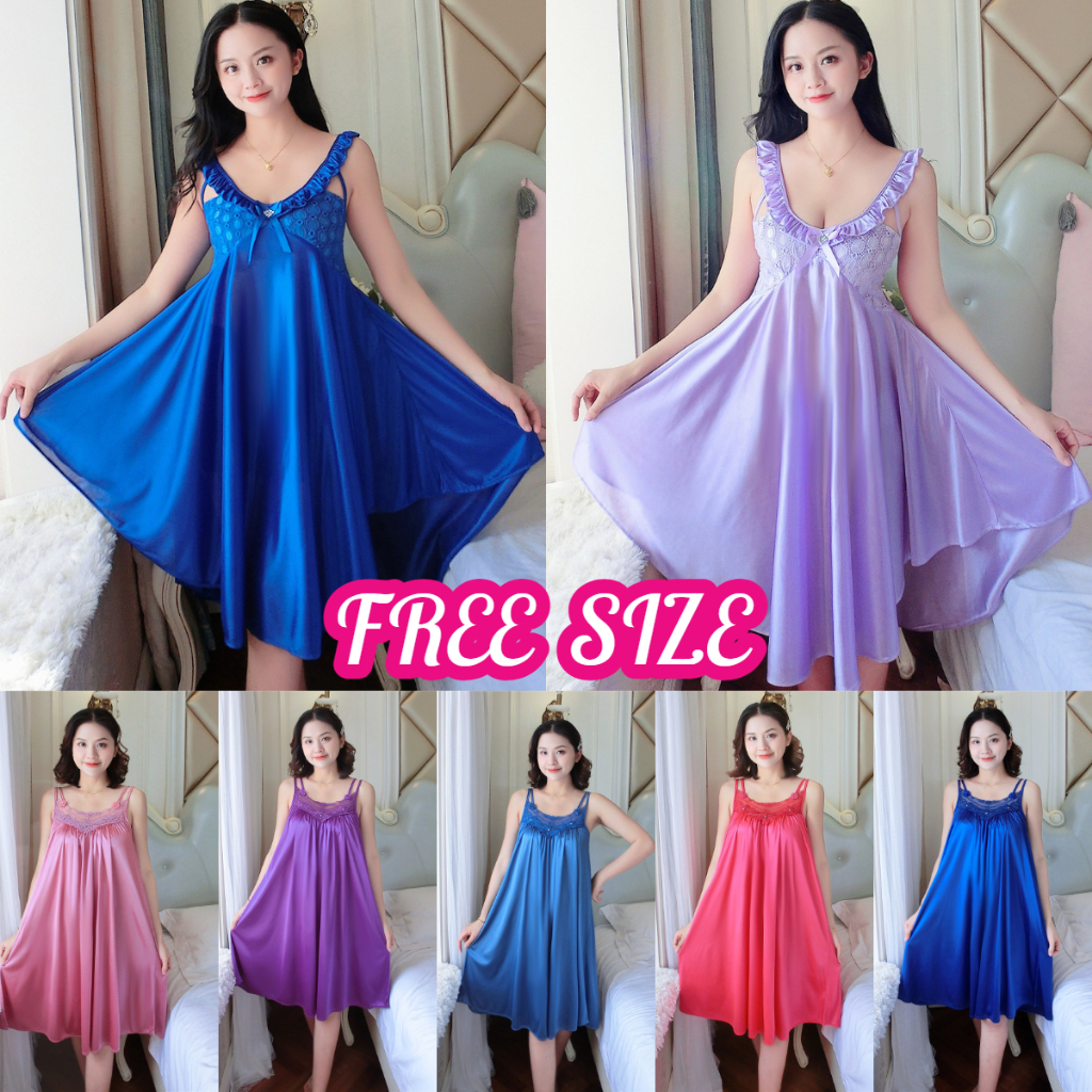 Gaun Tidur Baju Tido Wanita Large size Plus Size Women Lingerie Sleepwear with 9 Colours连身裙