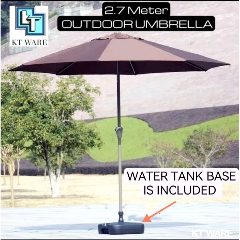 KT WARE 2.7M Patio Garden Umbrella Outdoor Market Table Round Umbrella For Garden, Pool, Market( FULL SET)