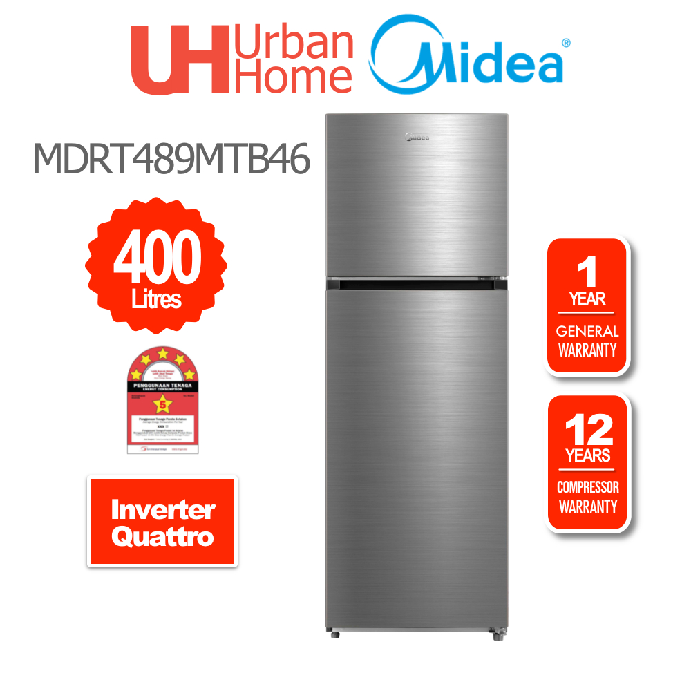 Midea Fridge Inverter Quattro 2 Door Refrigerator (400L) MDRT489MTB46 / MDRT489