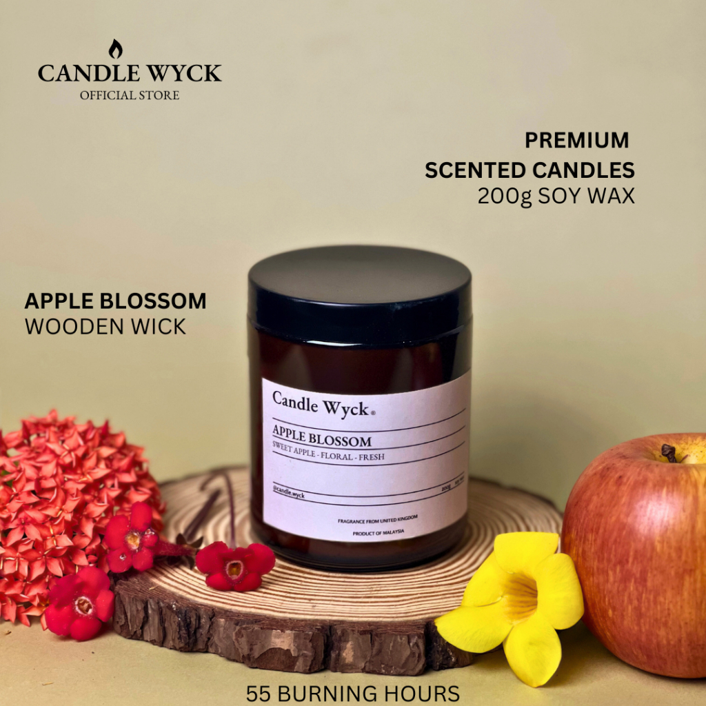 Apple Blossom - ✨Aromatic ✨ Premium Soy Wax Scented Candle 200g 50-60 Hours