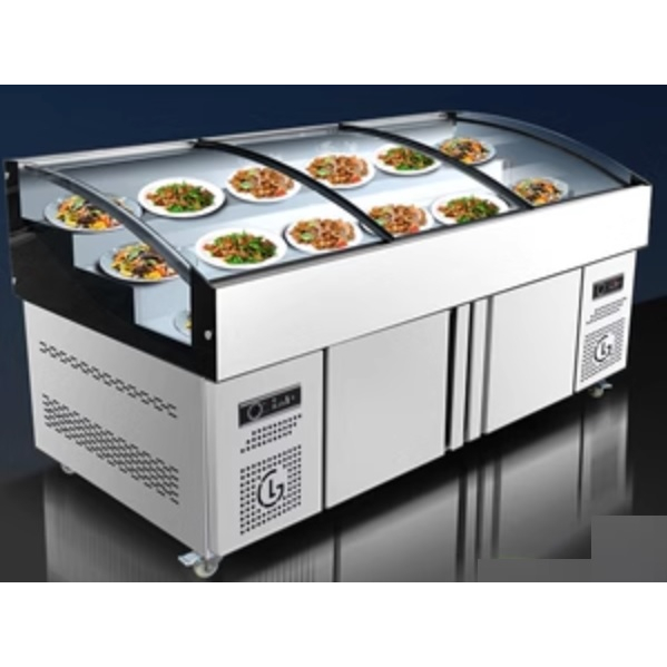 Commercial Chest Freezer Peti Sejuk Beku Cermin Horizontal Seaffood Cabinet Fridge Frozen Beverage Refrigerator Display