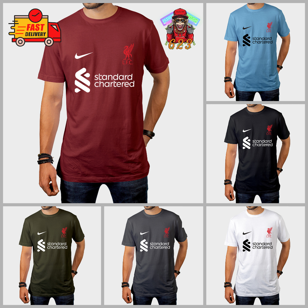 ⚡Premium Cotton⚡ Liverpool X Standard Chartered T Shirt Unisex T Shirt Man T Shirt Women Baju Lelaki Baju Perempuan