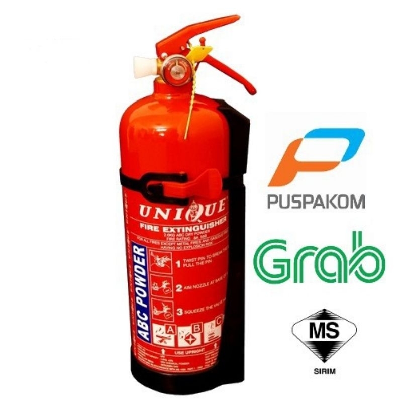 UNIQUE 2KG Fire Extinguisher & Free Bracket Manufacture Date 2024（Ready Stock）