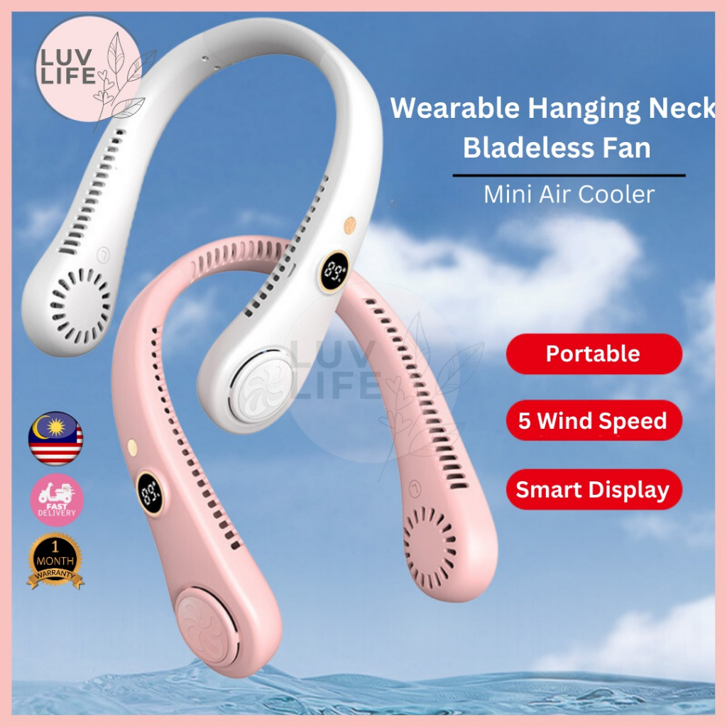 LUVLIFE bladeless fan portable neck fan kipas murah rechargeble fan kipas portable charging kipas gantung mini