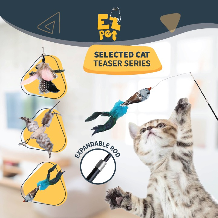 EZPETSelected Quality Cat Teaser Cat Toy Cat Stick Mainan Kucing Cat Rod Cat Chasers Replacement Head Fishing 钓鱼逗猫棒 替换头