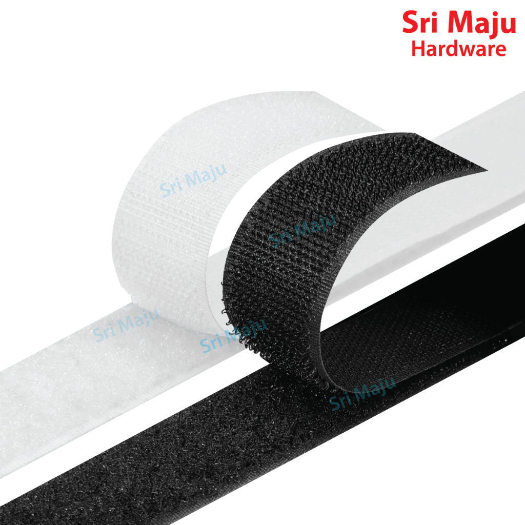 MAJU 25mm Black White Hook & Loop Magic Tape Fastener Mosquito Net Zip Zap Pelekat Sofa Langsir Jaring Nyamuk