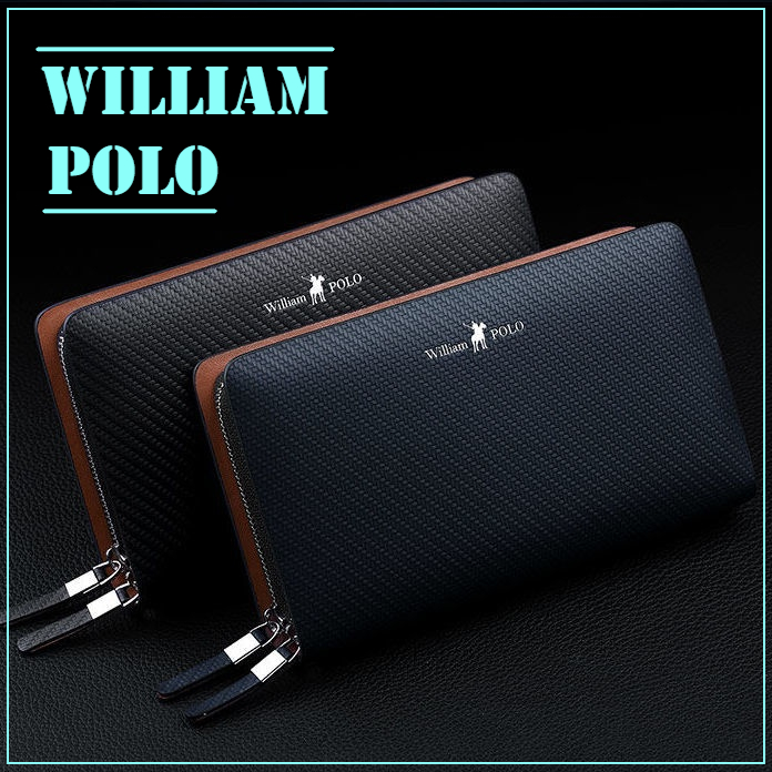 William POLO Luxury Business Double Zipper Men Genuine Leather Handbag ...