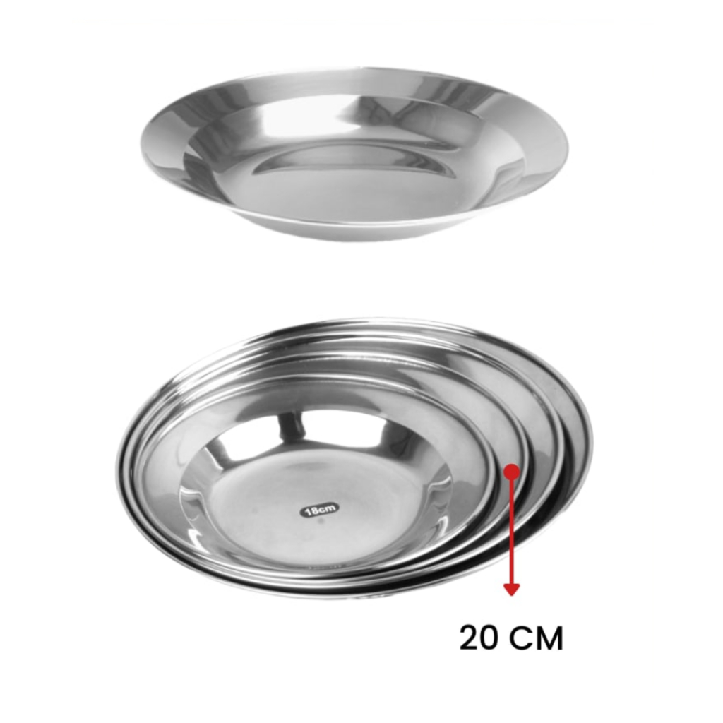20CM High Quality Stainless Steel Rice Serving Plate Dessert Fruit Plate