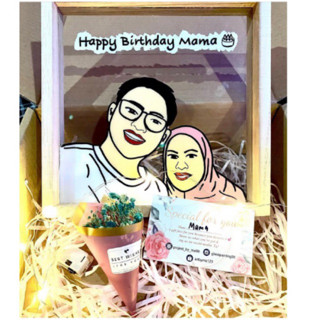 gift set | birthday | glass painting| Customize|handmade| newlyweds giftset| hadiah wedding|embroidery |graduation