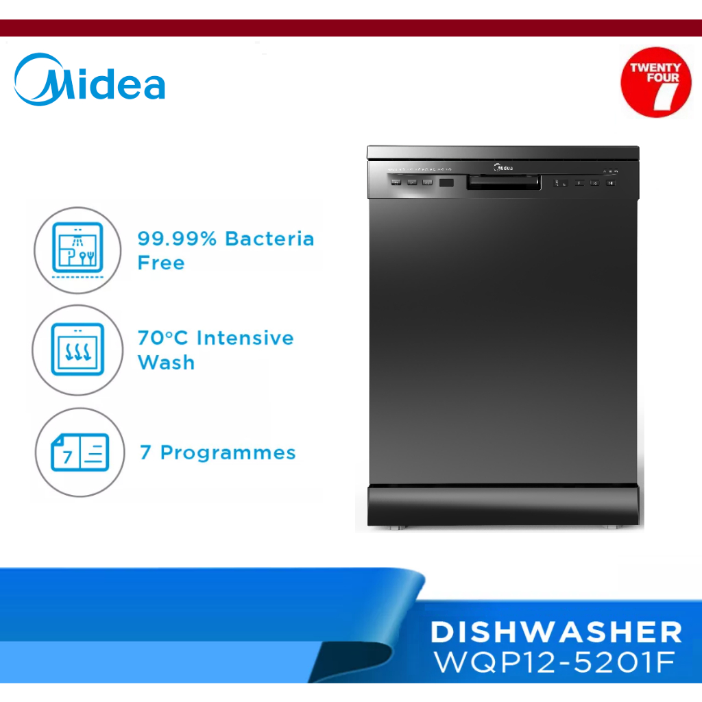 [ Delivered by Seller ] MIDEA Free Standing Dishwasher With 12 Place Settings WQP12-5201F