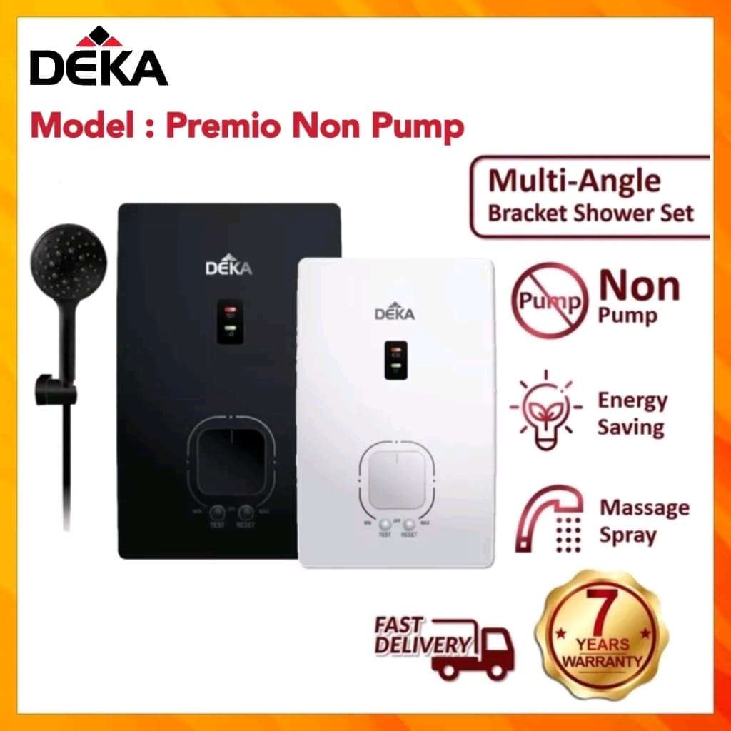 DEKA PREMIO Non-Pump Water Heater Heat Water Heater Without Pump White / Black Pemanas Air Mandi