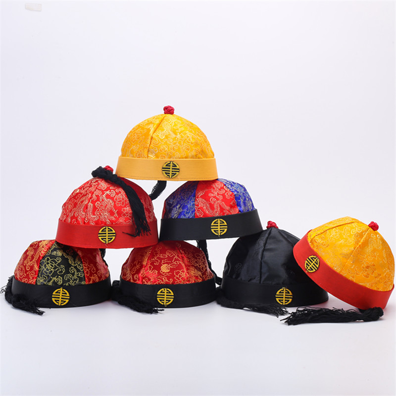 daidai (Ready Stock) Tang Suit Sam Fu Boy Men Adult Kid Hat Cap Chinese Traditional Accessories Costume 古装帽子地主男清朝皇帝新郎唐装