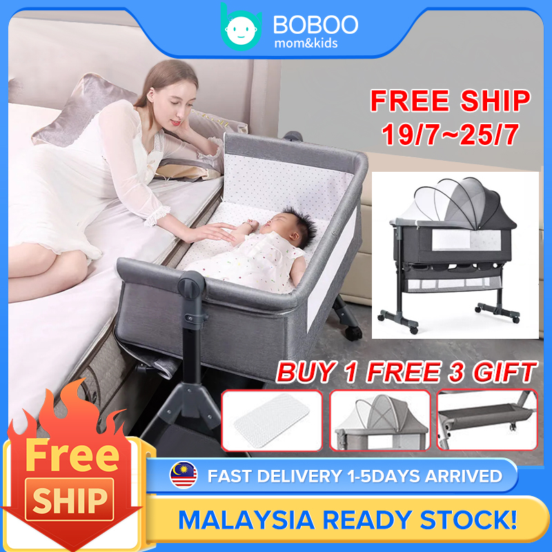 COD Baby Cot Portable Katil Baby Murah Cradle Sleeping Baby Bed Newborn Bed Side Baby Crib Katil Bayi murah 嬰兒床