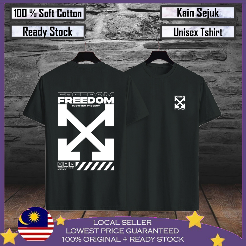 Premium Cotton Freedom Style Baju Viral Lelaki 100% Cotton Men Tshirt Baju Fashion Freedom Style T shirt Baju Unisex