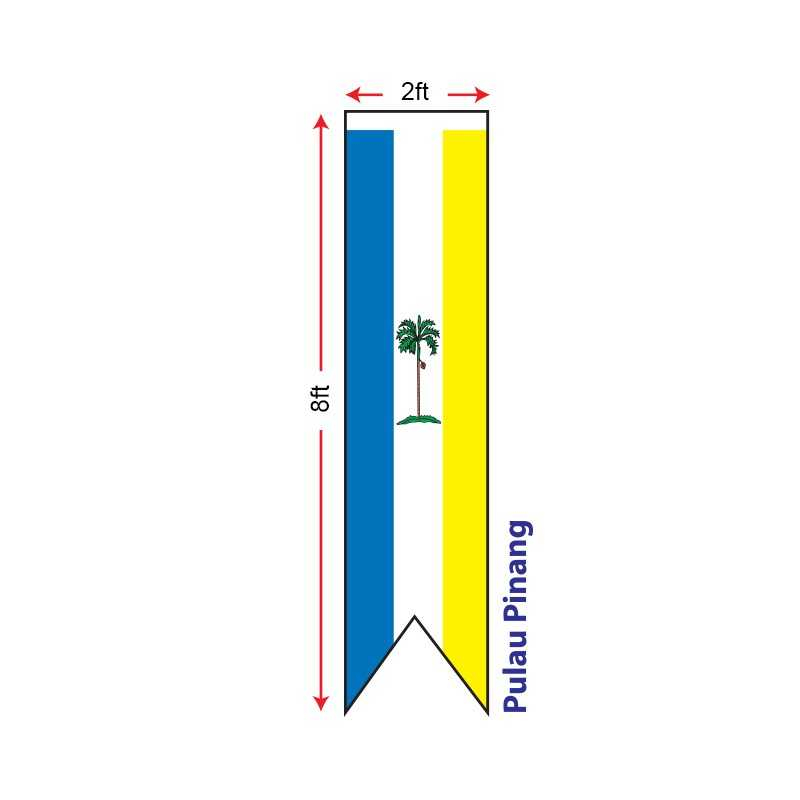 Bendera Pulau Pinang (Polyester) 2 x 8ft