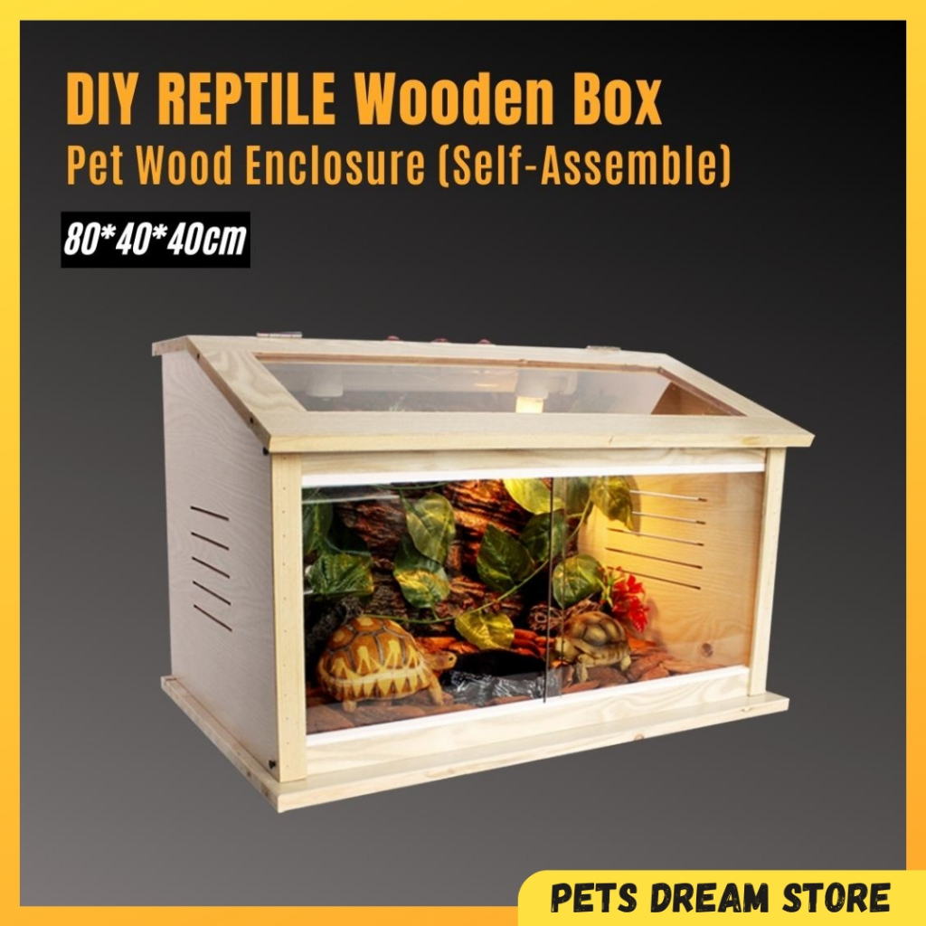 Nomoy Pet Reptile Wooden box DIY 80*40cm reptile wood enclosure tortoise tank tortoise wood house desert reptile cage