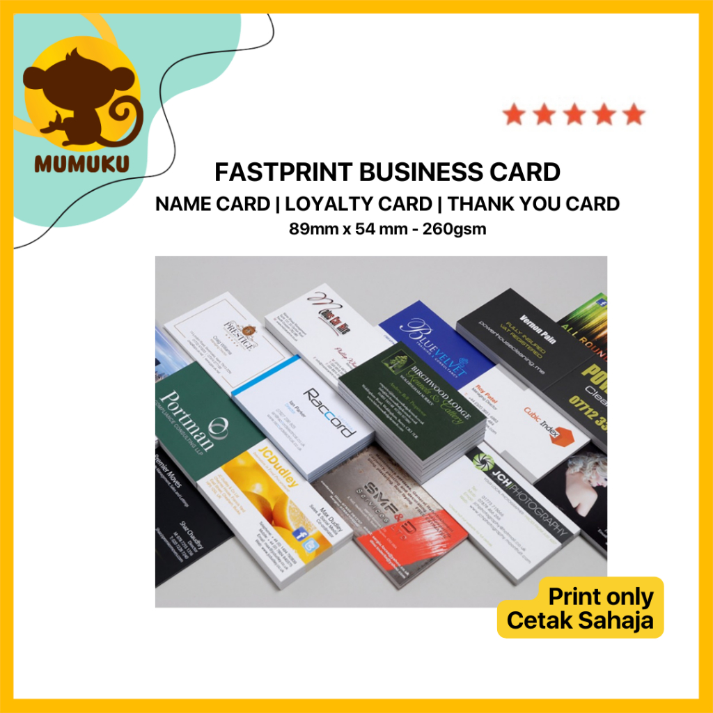 Business Card | Name Card | Loyalty Card | Thank You Card | 90mm X 54mm SAME DAY DELIVERY