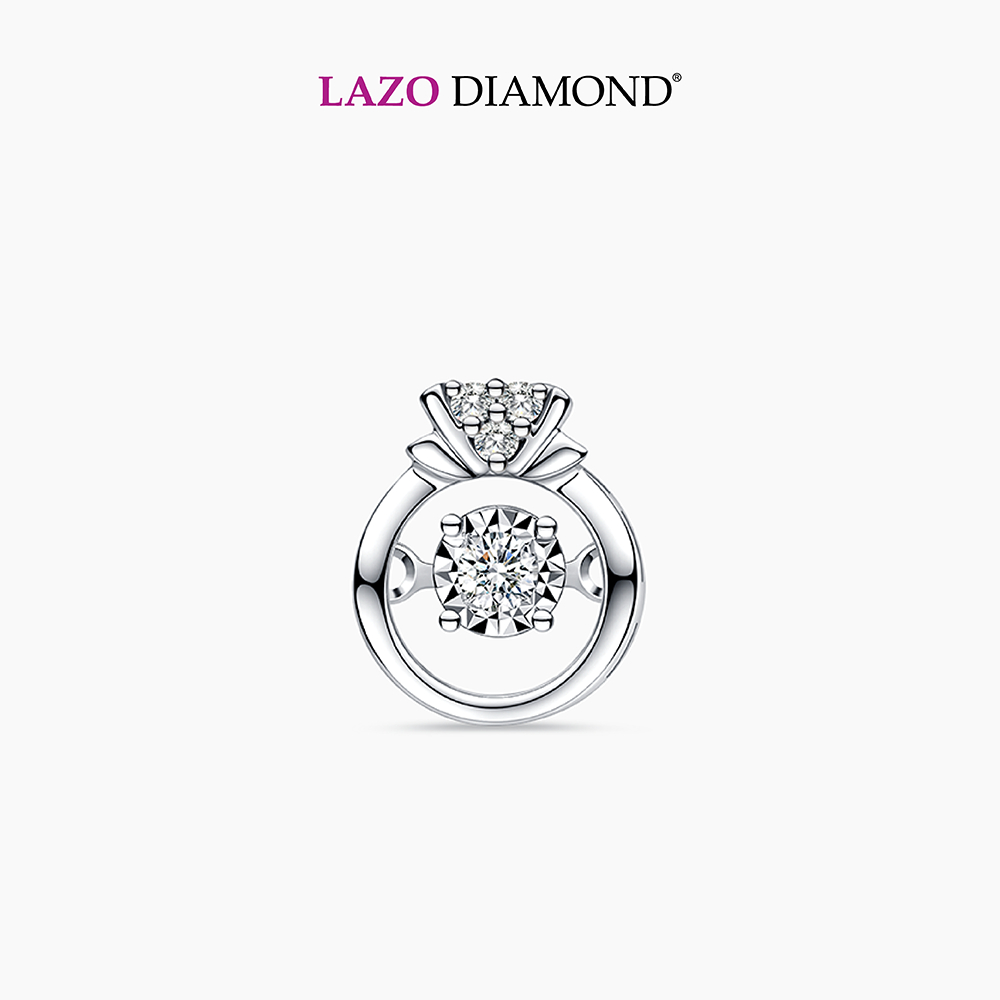 LAZO DIAMOND Blooming BB Ring Dancing Diamond Pendant in 9k White Gold