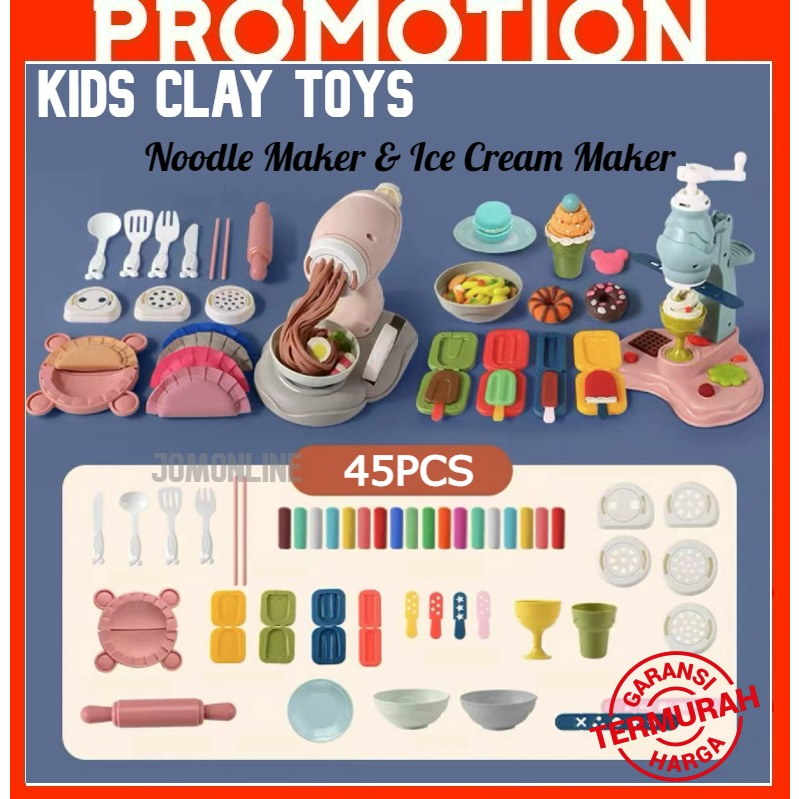 ~Ship From KL~ 45Pcs Clay toys Kids Plasticine Play Dough Clay Art Pretend play noodle maker Play doh Clay Set Playset M