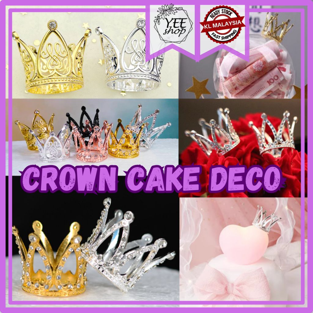 | Cake Decoration | Mini Diamond Crown Tiara Gold Silver Birthday Cake Topper 迷你钻石皇冠摆件生日蛋糕装饰