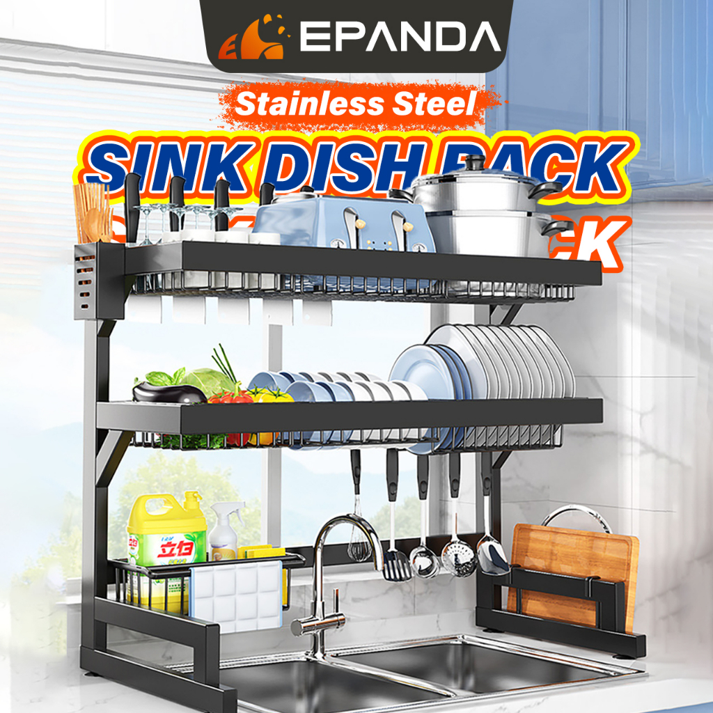 EPANDA Rak Pinggan Mangkuk Sinki Dish Rack Drainer Rak Pinggan Stainless Steel Rack Rak Sinki Dapur