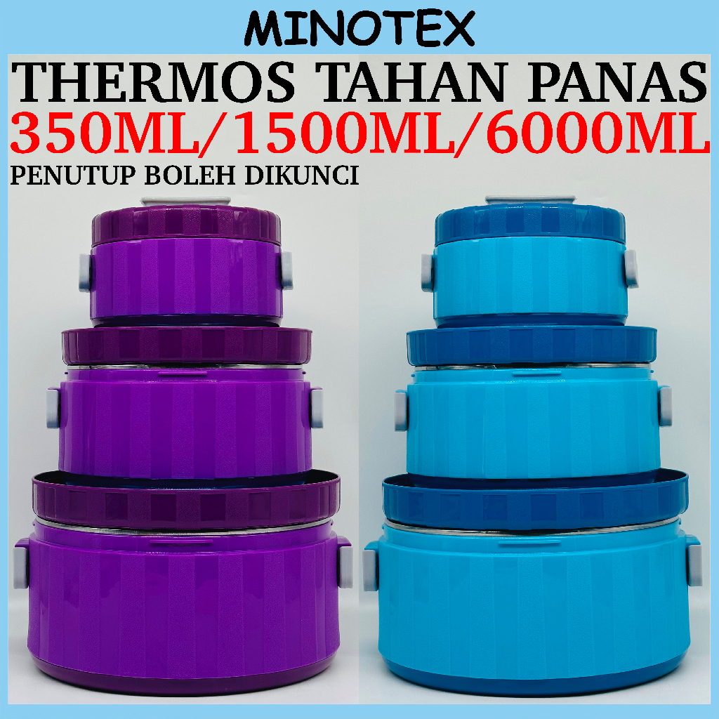 3pcs Bekas Nasi Tahan Panas / Thermos Nasi / Thermal Food Container / Hot Pot With Lock / Food Warmer / Food Container