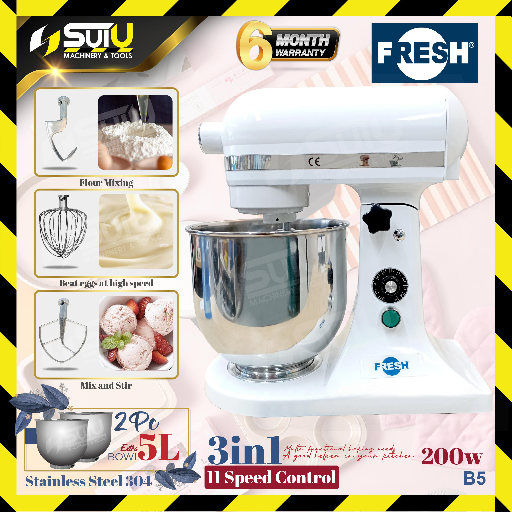 【TOP QUALITY】FRESH B5 3in1 5L Stand Mixer / Food Mixer / Mesin Pengadun 200W