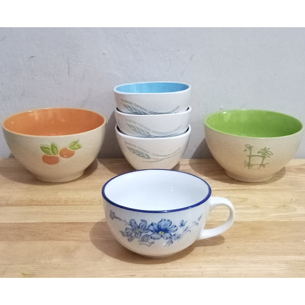 QUAKER Porcelain Ceramic Bowls, Cup, Mug