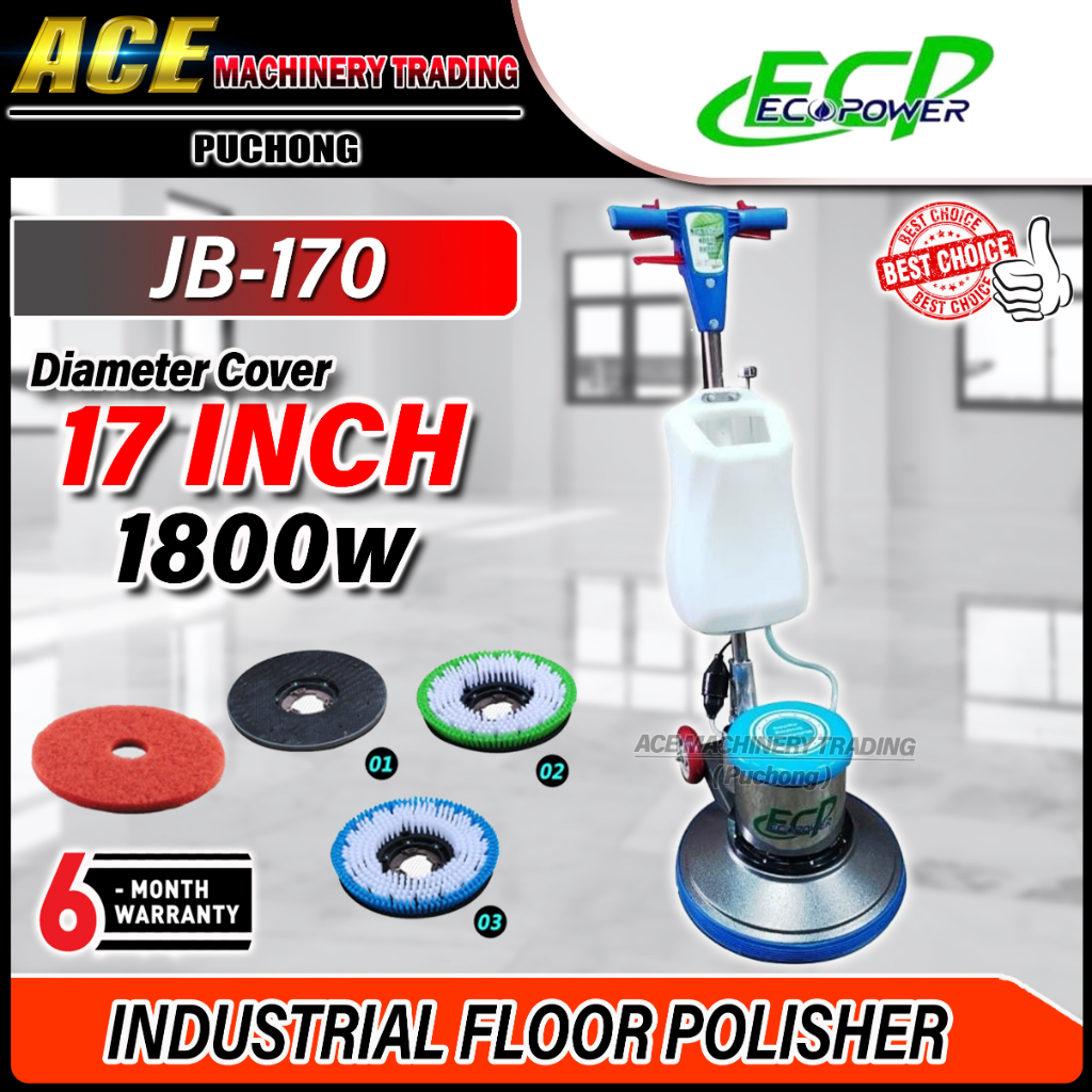 ECOpower Floor Polisher 17" Heavy Duty Commercial Floor Polisher Floor Brushes Free 4 Pcs Accessories 6 Month Warranty