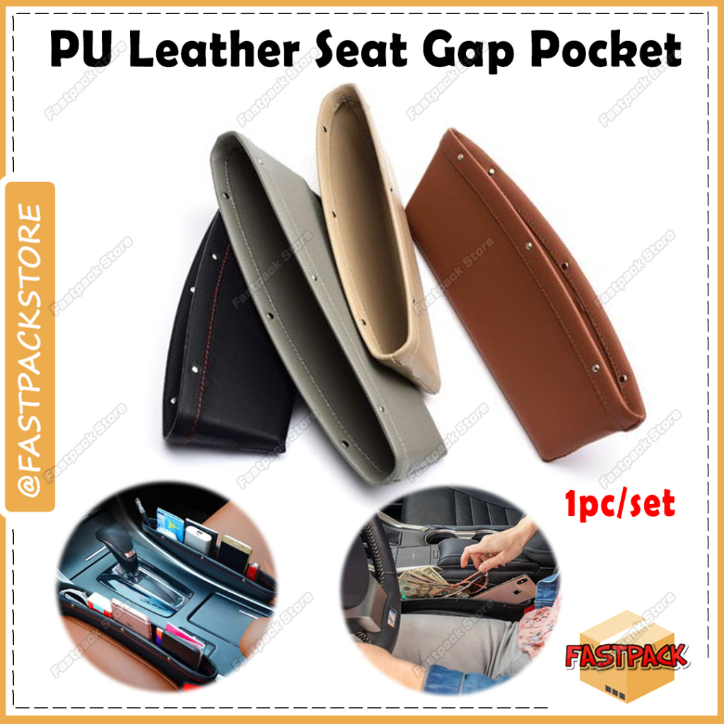 PU Leather Car Storage Organizer Car Seat Gap Slit Pocket Holder Catcher Poket Simpanan Kereta DIY Coin Holder 1pc/set