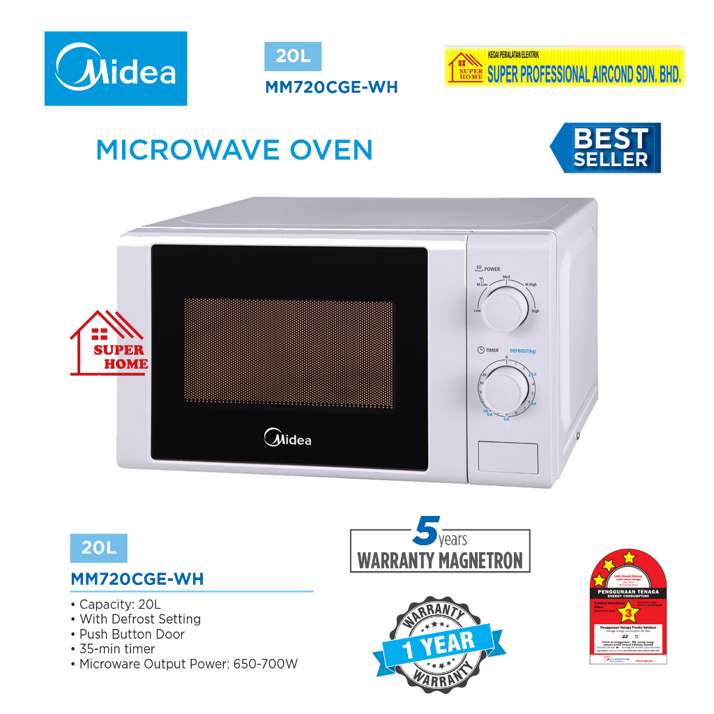 Midea Microwave Oven MM720CXM-WH 20L Microwave Oven