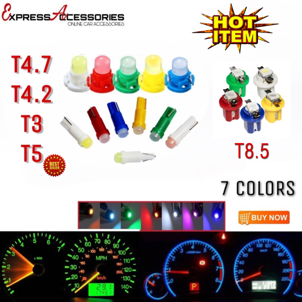 (1PC) T5 T4.7 T4.2 T3 SMD Wedge Instrument Dashboard Car Meter LED Light Bulb Universal Proton Perodua Lampu Meter