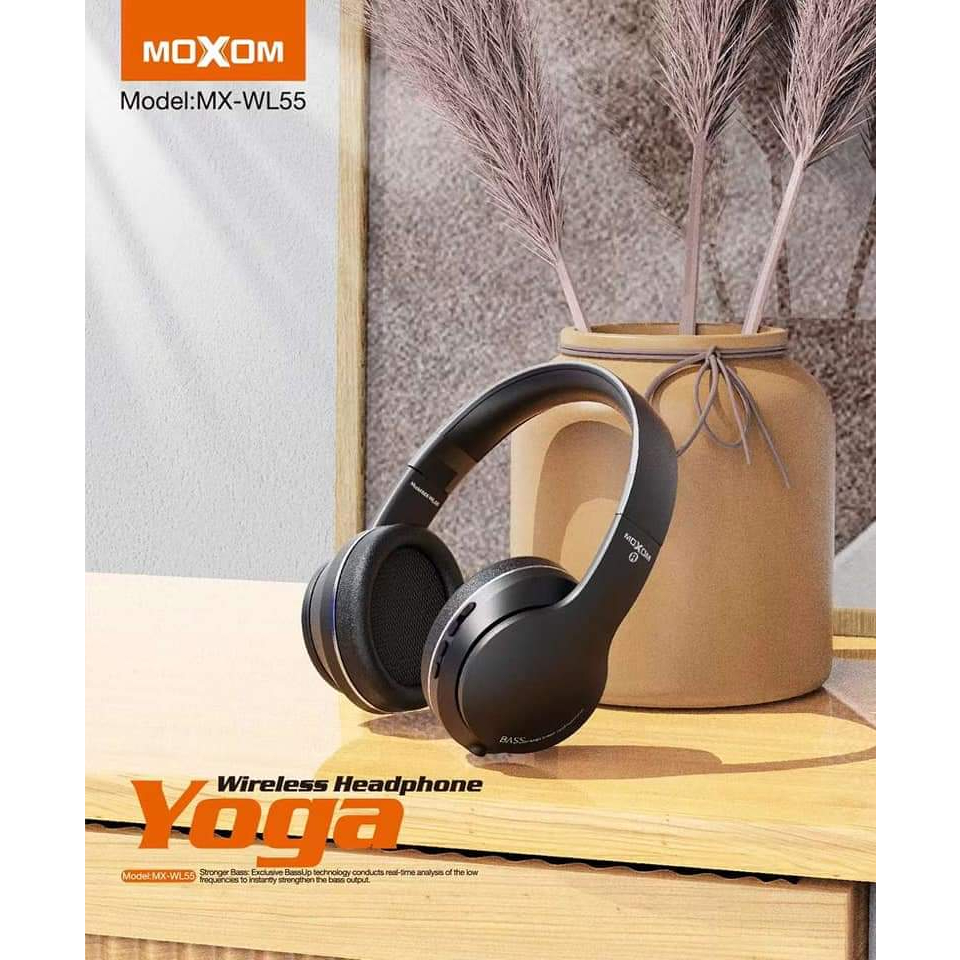 MOXOM MX-WL55 Yogo Wireless Bluetooth 5.3 Headphone Gaming Stereo Over Ear Earphone HiFi Headset Control Button WL55