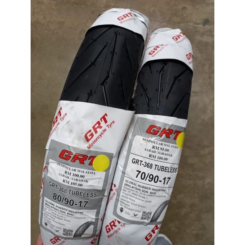 Y15ZR RSX RS150 Y16Z TAYAR TYRE TUBELESS BUNGA PIRELLI DIABLO ROSSO SPORT GRT368 70/90-17 & 80/90-17 GLOBAL TYRE