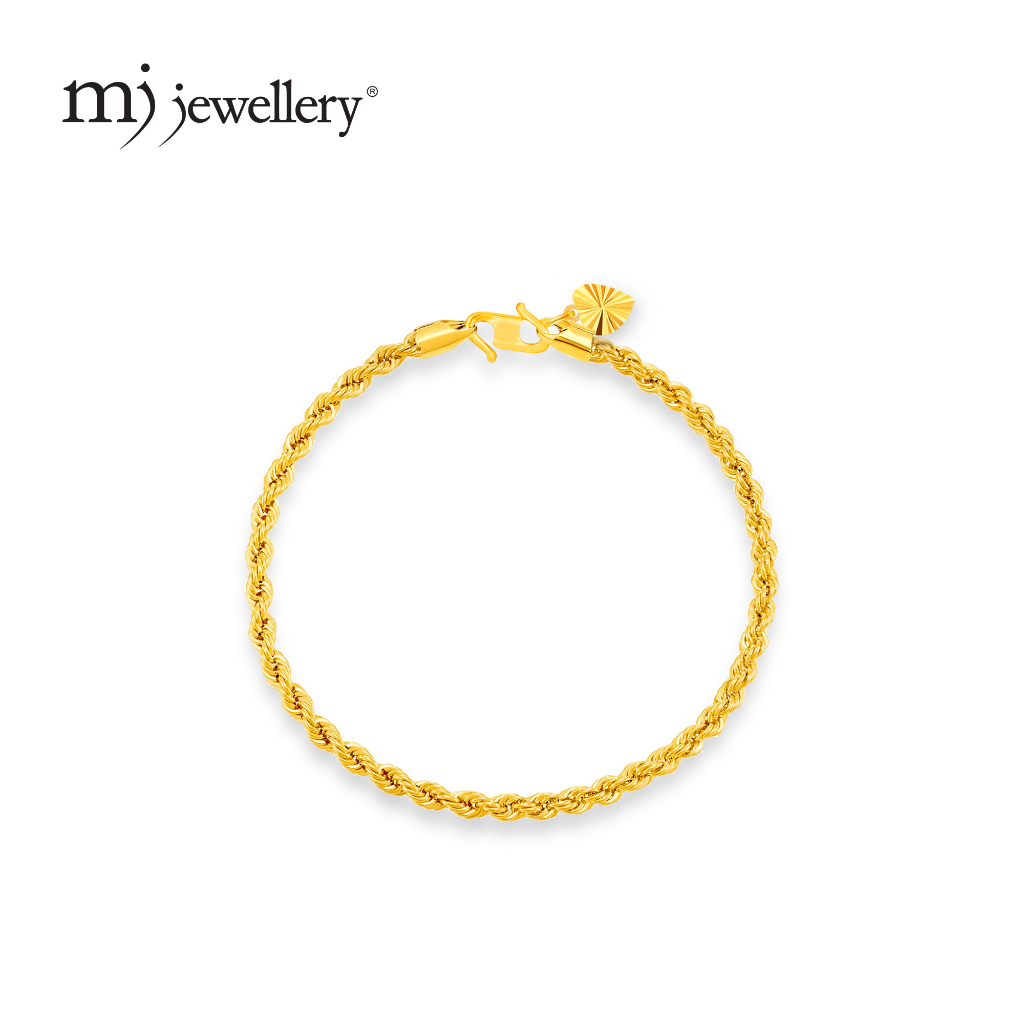 MJ Jewellery 916/22K Gold Hollow Rope Bracelet T004
