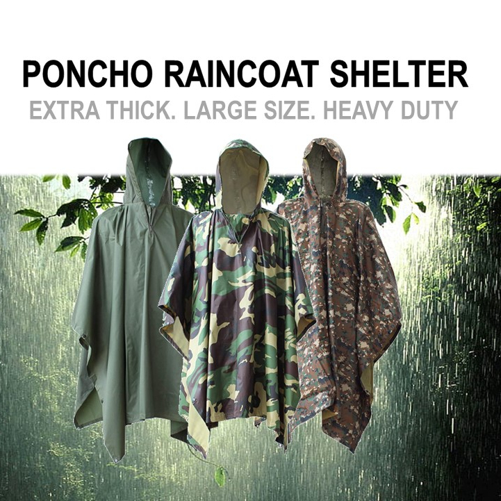 ROOFLESS Poncho Camping Ponco Askar Rain Coat Hiking Baju Hujan Hutan Emergency Shelter Ground Sheet Outdoor Survival