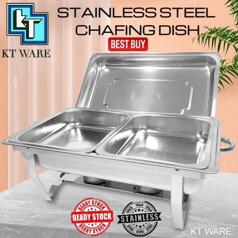 KT WARE STAINLESS STEEL CHAFING DISH FOOD WARMER SERVING TRAY BUFFET TRAY BERKAS LAUK TRAY HIDANGAN KENDURI TRAY